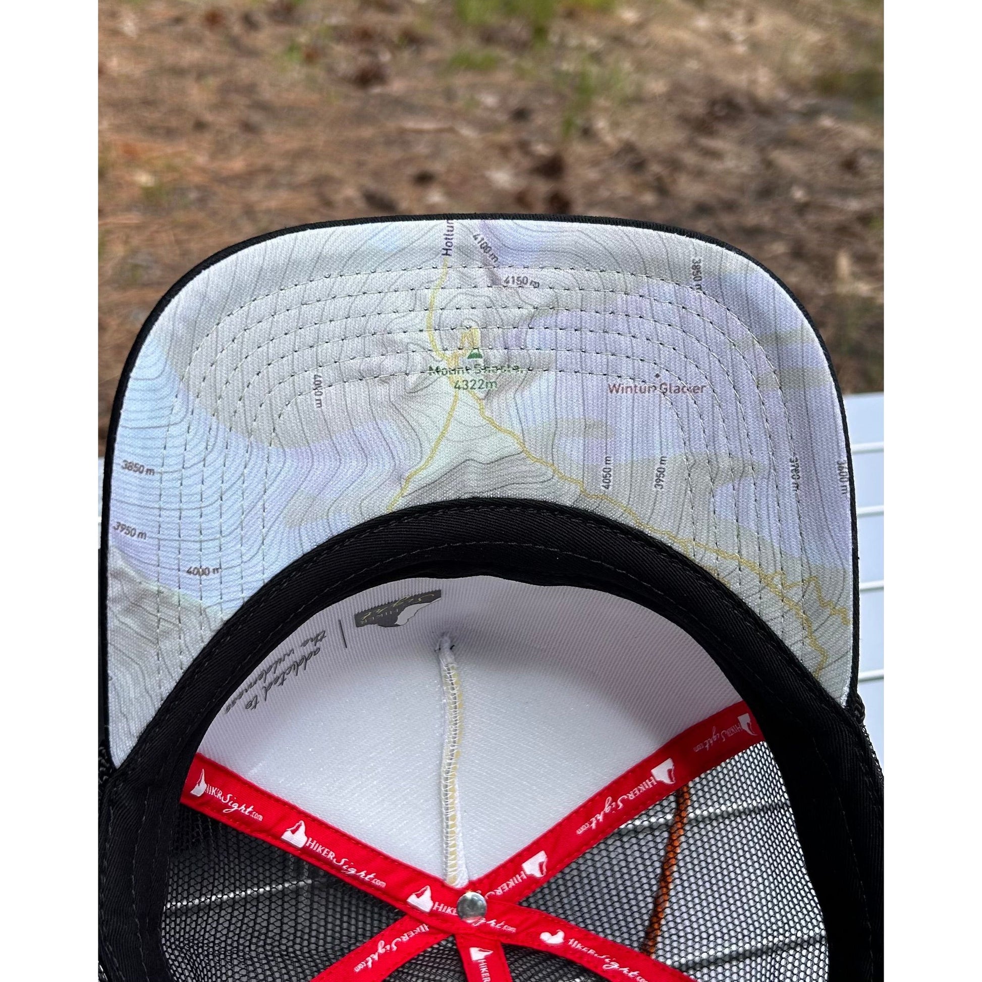 Under bill image on the Shasta trucker hat | HikerSight brand