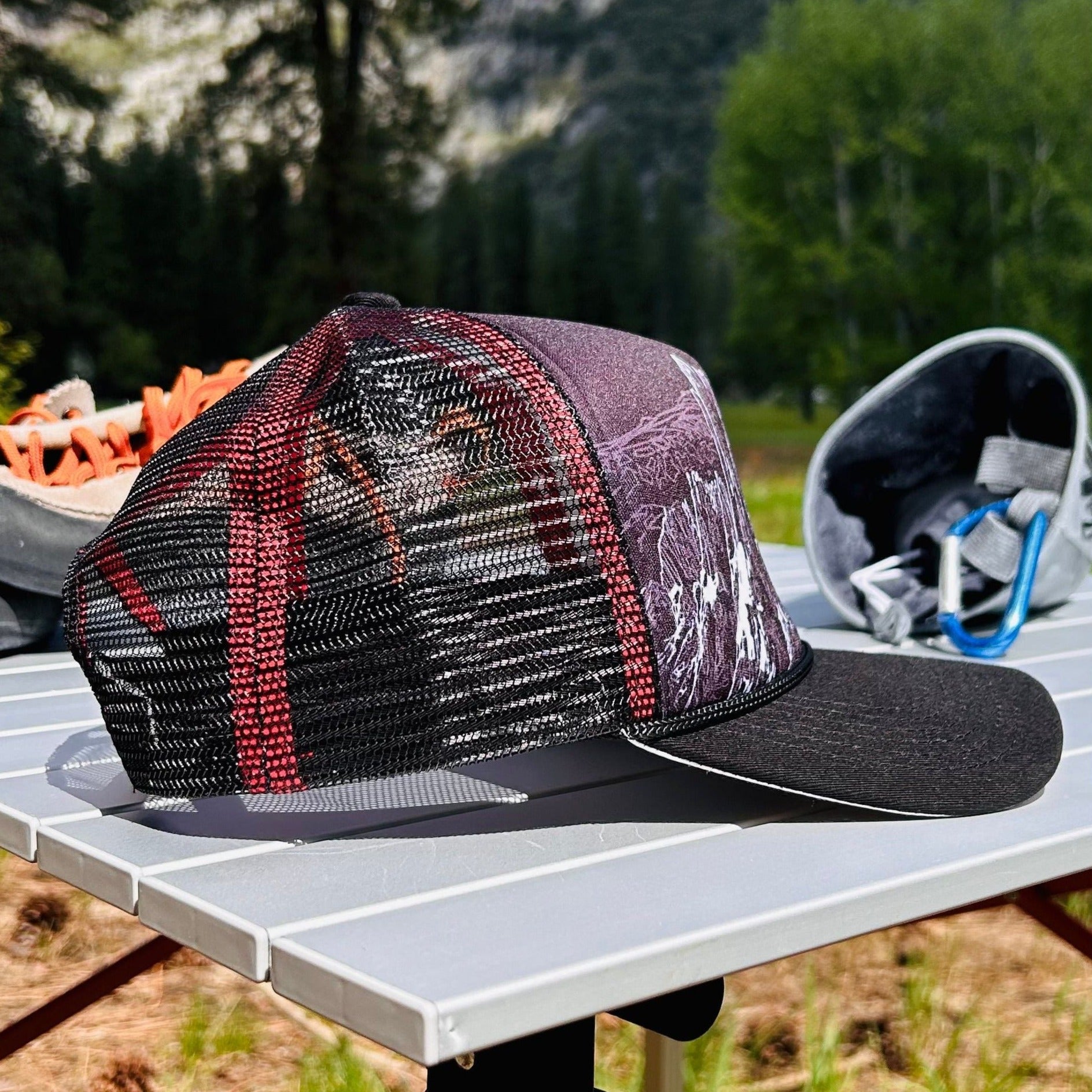 Second side view of the Fitz Roy trucker hat | HikerSight brand