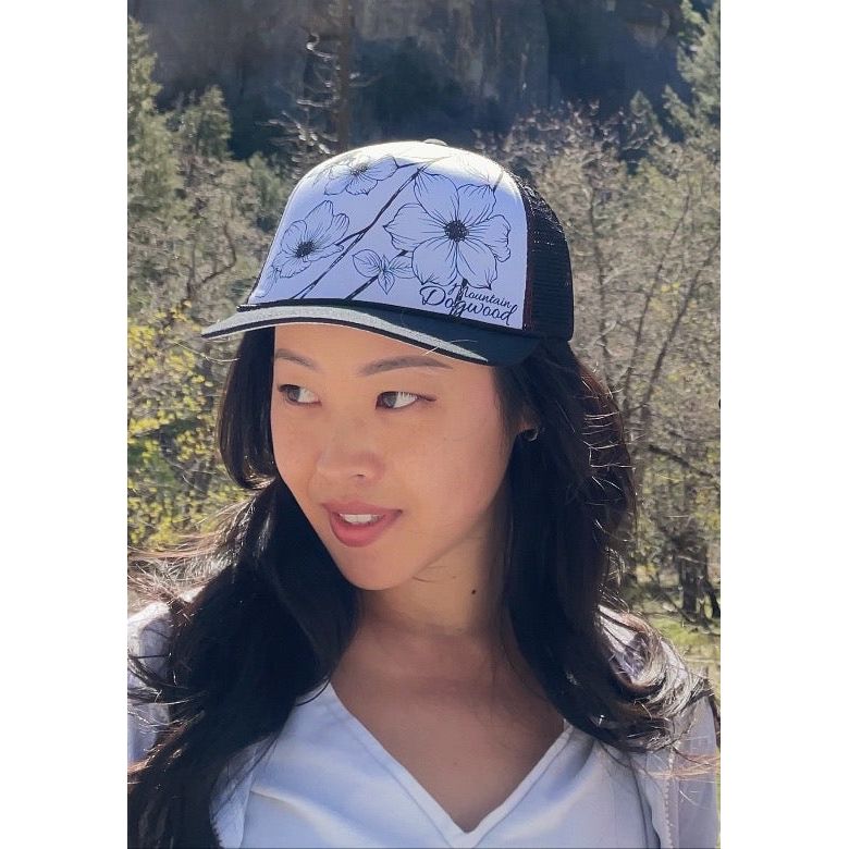 Mountain Dogwood Trucker Hat on a girl | Hiker Sight