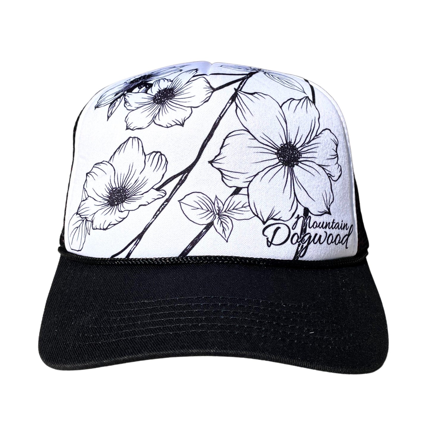 Mountain Dogwood Flower trucker hat front view | Hiker Sight