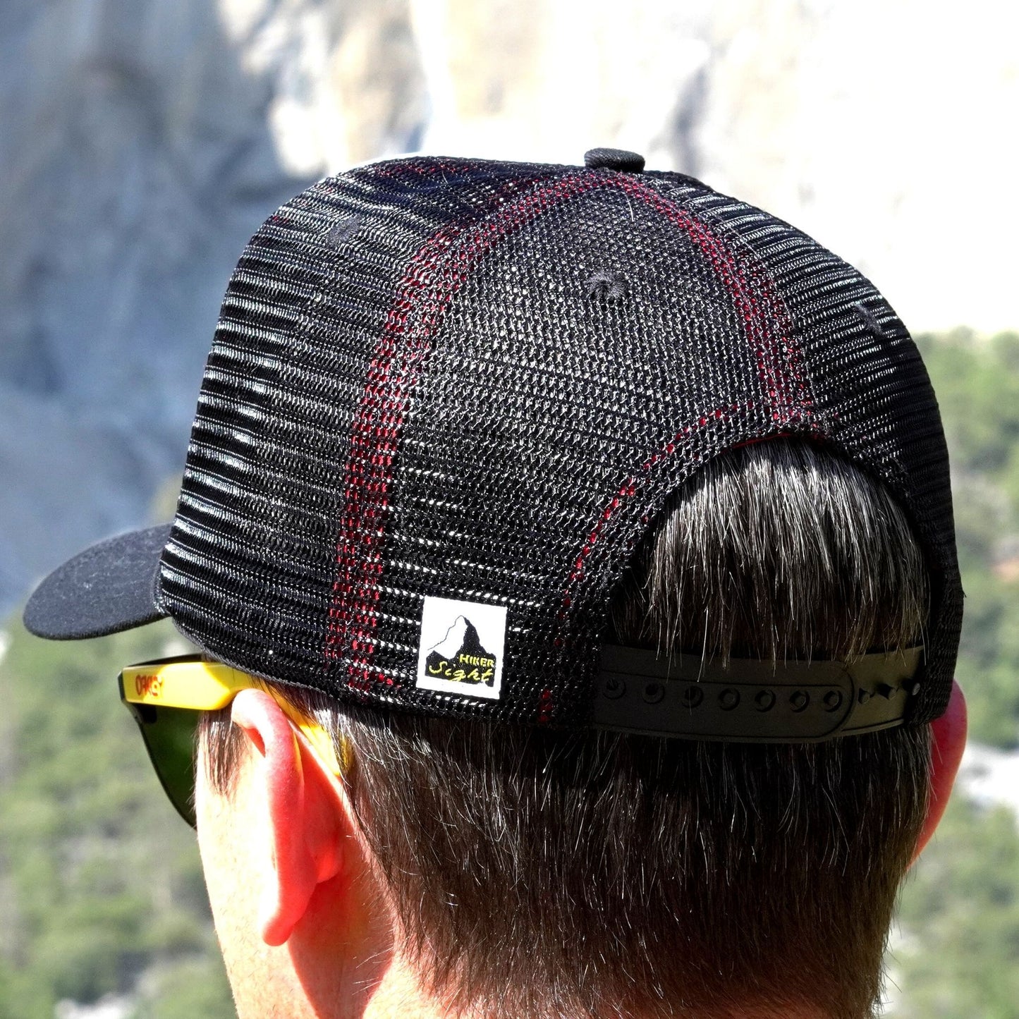 The back view of the closure and logo of the  El Capitan trucker hat | Hiker Sight 